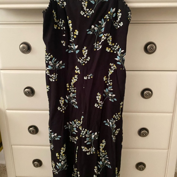 Loft XS Black Blue White and Peach Floral Jumpsuit - Picture 2 of 2